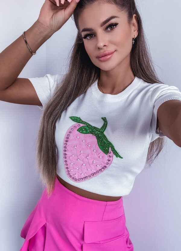 SWETER Z KRÓTKIM RĘKAWKIEM STRAWBERRY