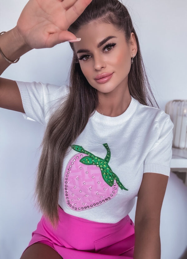 SWETER Z KRÓTKIM RĘKAWKIEM STRAWBERRY