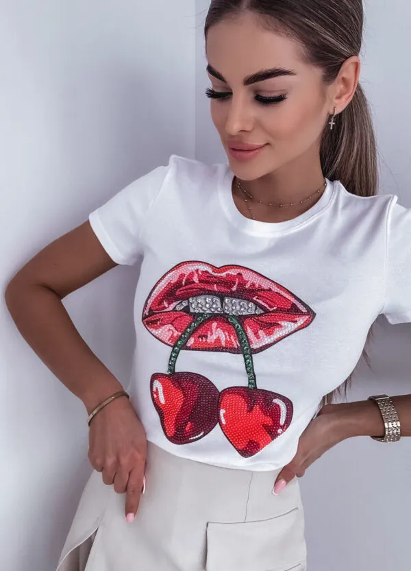 T-SHIRT Z CEKINAMI KISS CHERRY