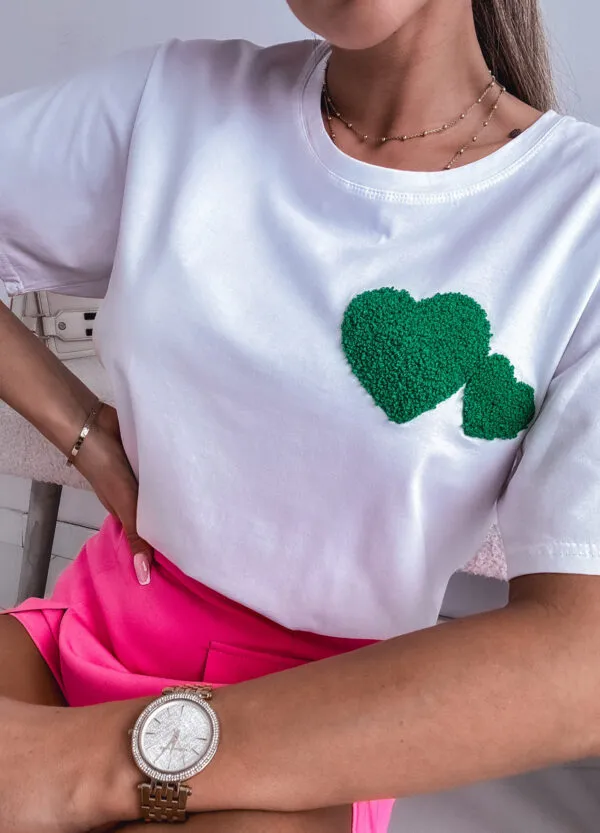 T-SHIRT Z NADRUKIEM HEART GREEN