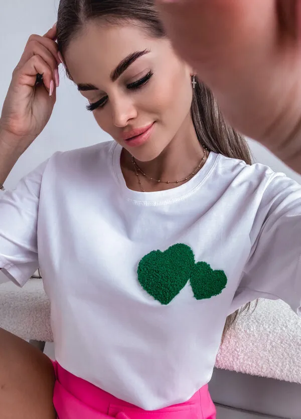 T-SHIRT Z NADRUKIEM HEART GREEN