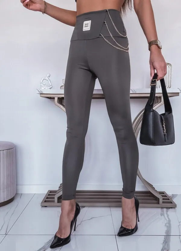 LEGGINSY Z ŁAŃCUCHAMI KHAKI