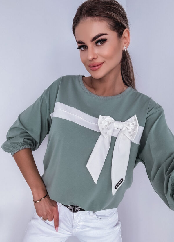 BAWEŁNIANA BLUZA Z KOKARDĄ OLIVE