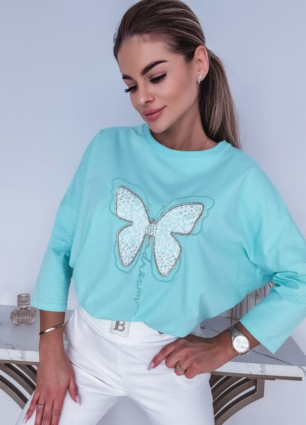 BAWEŁNIANA BLUZKA MINT BUTTERFLY - Зображення 7