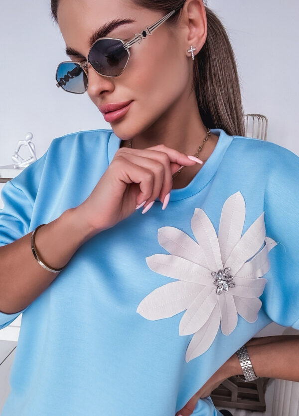 BAWEŁNIANA BLUZA Z APLIKACJĄ BABY BLUE