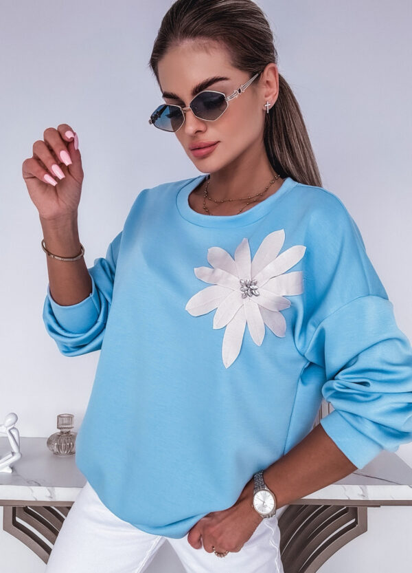 BAWEŁNIANA BLUZA Z APLIKACJĄ BABY BLUE