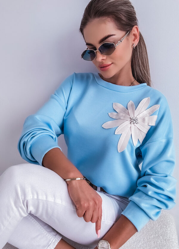 BAWEŁNIANA BLUZA Z APLIKACJĄ BABY BLUE