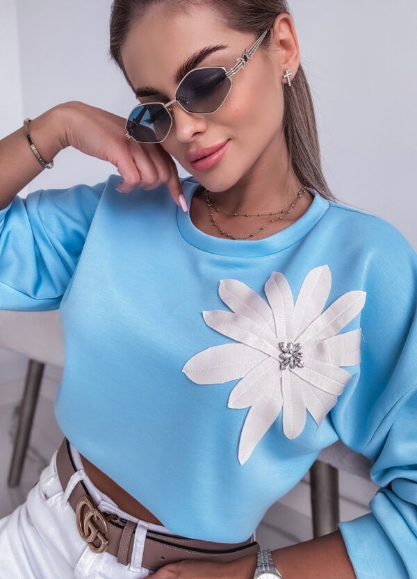 BAWEŁNIANA BLUZA Z APLIKACJĄ BABY BLUE