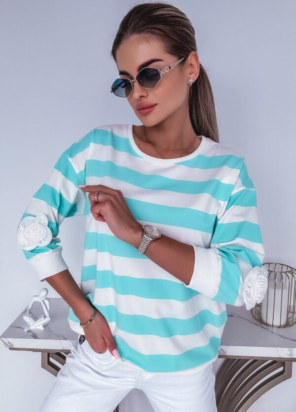 BAWEŁNIANA BLUZA W PASKI MINT