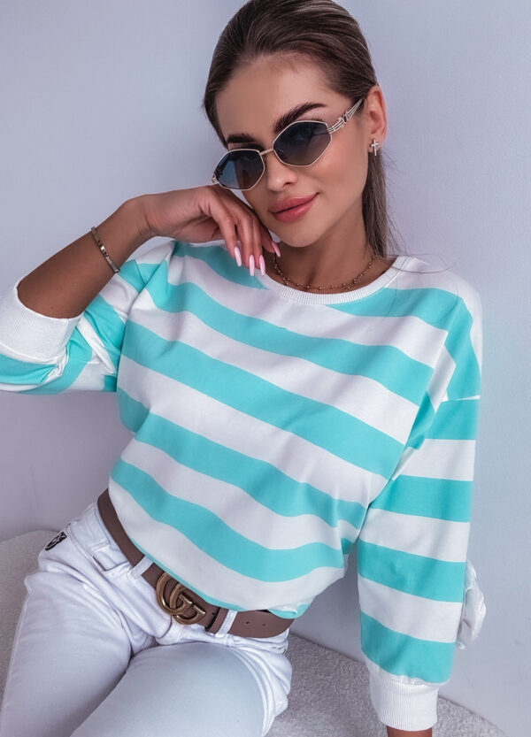 BAWEŁNIANA BLUZA W PASKI MINT