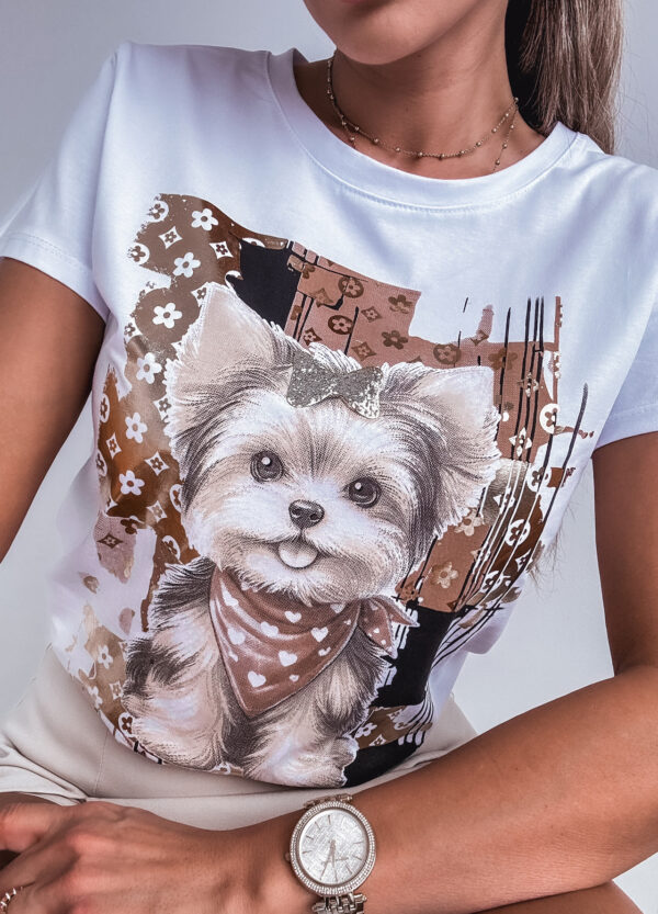 T-SHIRT Z NADRUKIEM YORK LOUI WHITE - Зображення 2