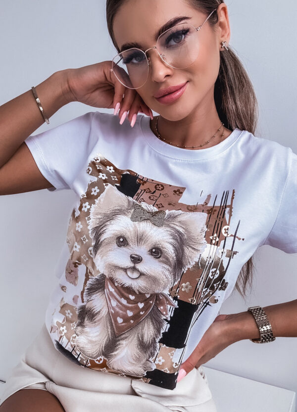 T-SHIRT Z NADRUKIEM YORK LOUI WHITE - Зображення 4