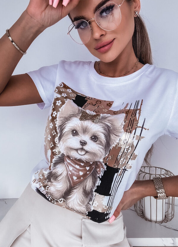 T-SHIRT Z NADRUKIEM YORK LOUI WHITE - Зображення 5