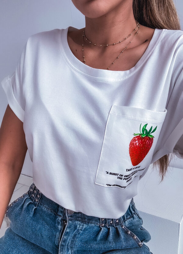 T-SHIRT Z NADRUKIEM STRAWBERRY - Зображення 2