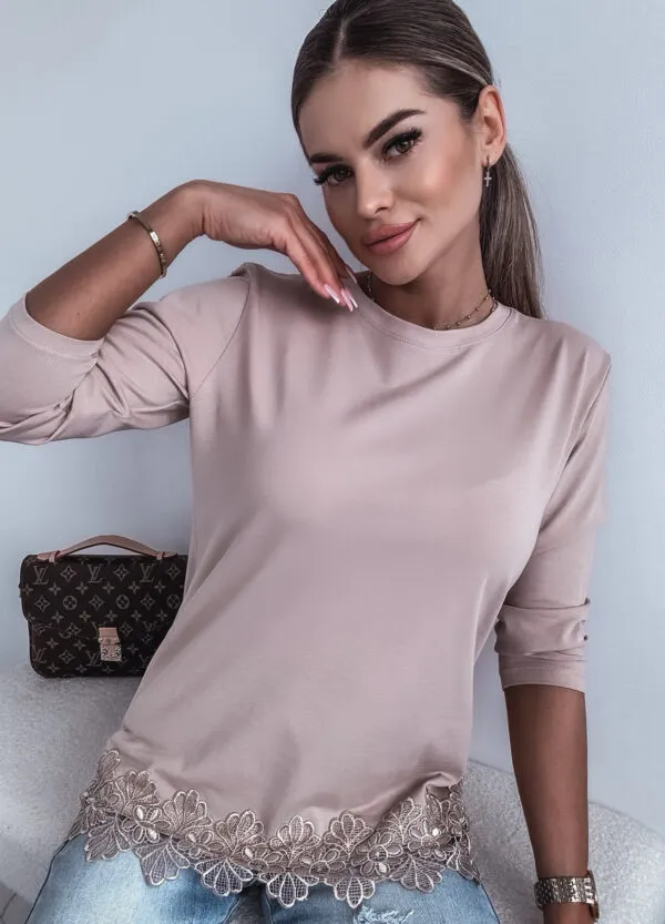 BLUZKA Z KORONKĄ BEIGE