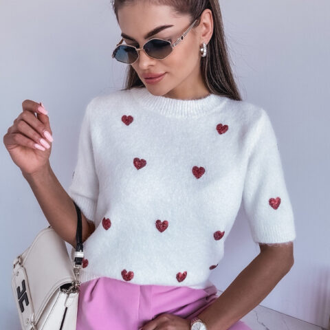 SWETER Z KRÓTKIM RĘKAWKIEM HEART