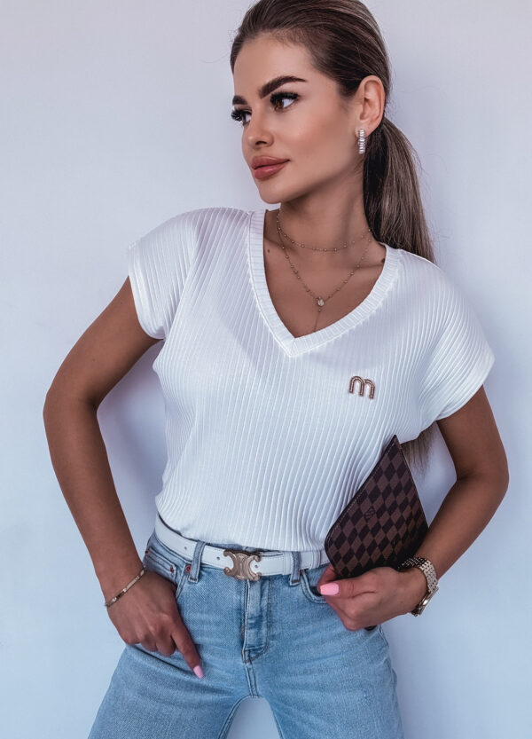 PRĄŻKOWANY T-SHIRT MIU