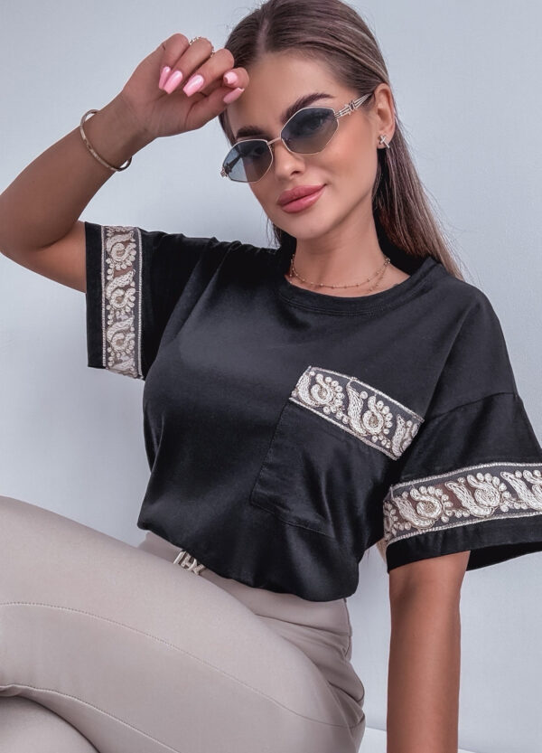 T-SHIRT Z HAFTEM BLACK