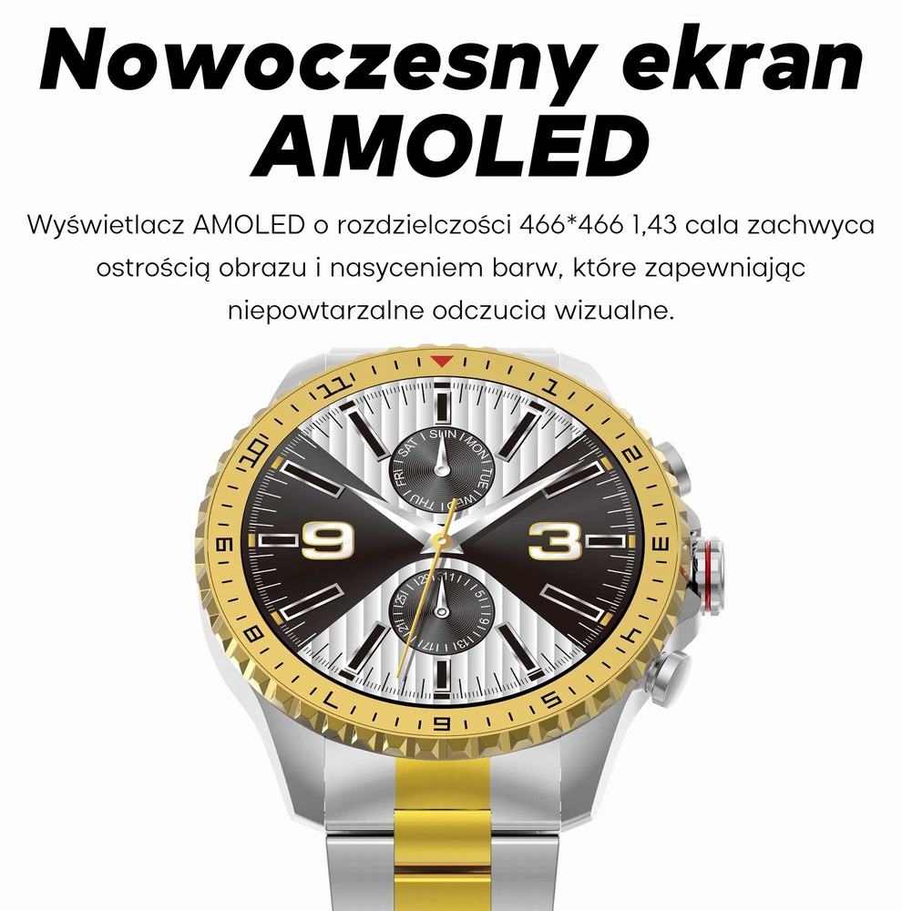 Smartwatch Męski GRAVITY GT16-1 Gold / Złota Bransoleta - obrazek 10