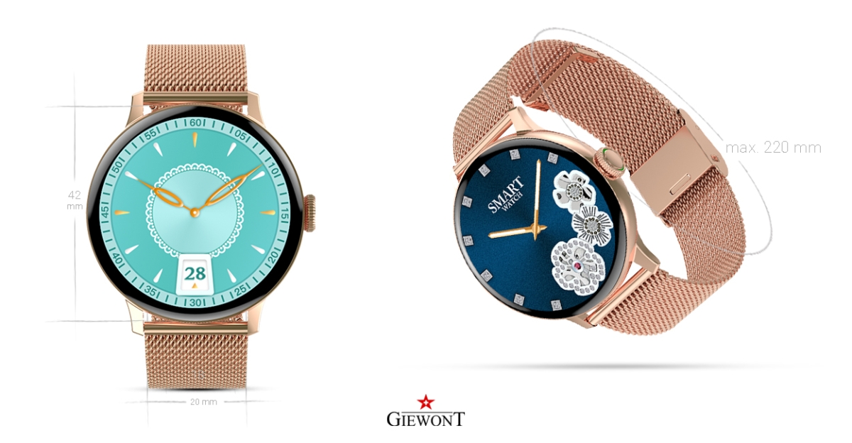 Smartwatch Damski GIEWONT Różowe Złoto GW330-1 - obrazek 11