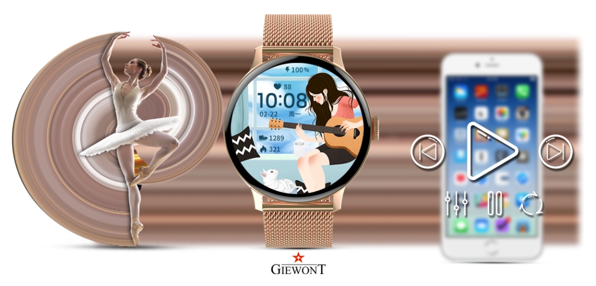 Smartwatch Damski GIEWONT Różowe Złoto GW330-1 - obrazek 14