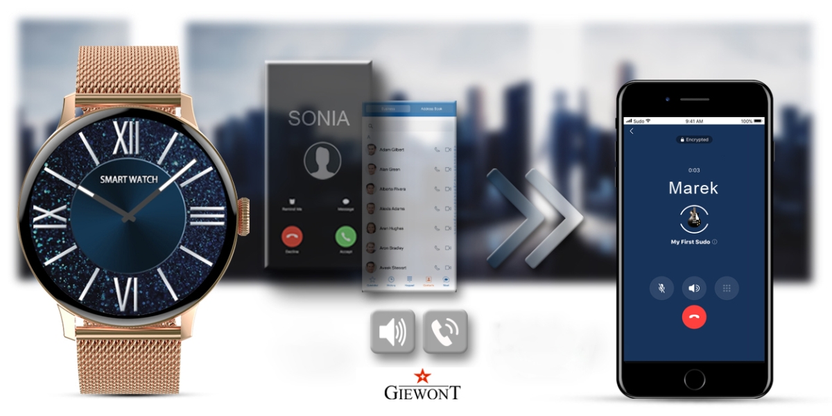 Smartwatch Damski GIEWONT Różowe Złoto GW330-1 - obrazek 4