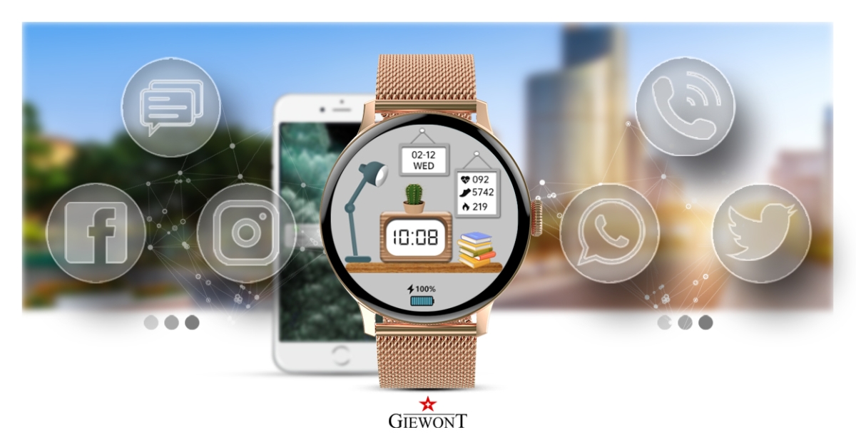 Smartwatch Damski GIEWONT Różowe Złoto GW330-1 - obrazek 16