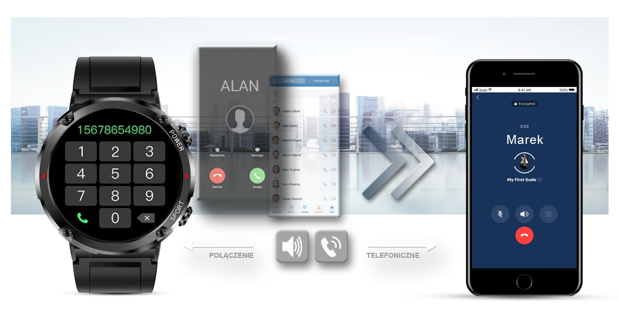 Smartwatch Gravity GT21-2 + Pomarańczowy Pasek Silikonowy - obrazek 11