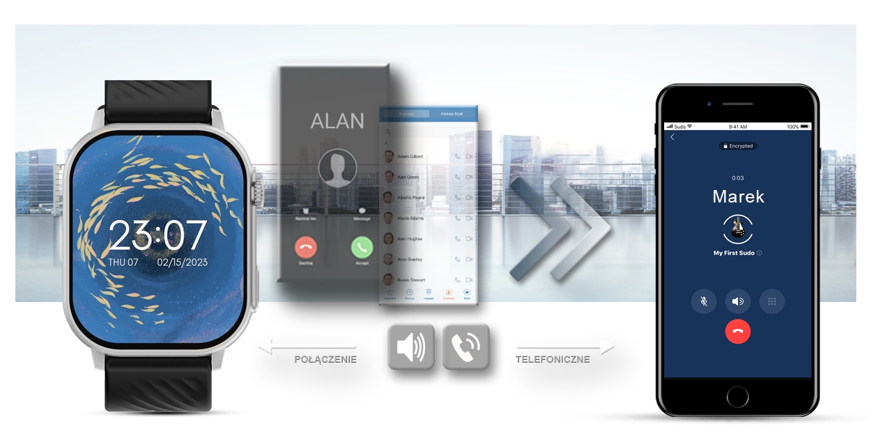 Smartwatch Gravity GT15-9 Czarny Pasek Silikonowy + Srebrna Bransoleta - Зображення 11