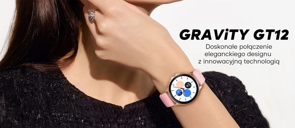Smartwatch Damski GRAVITY GT12-1 Czarny Pasek Silikonowy + Czarna Bransoleta - Зображення 11