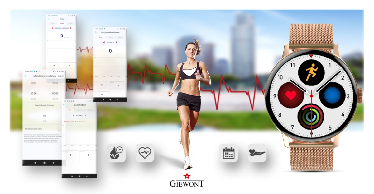 Smartwatch Damski GIEWONT Różowe Złoto GW330-1 - obrazek 17