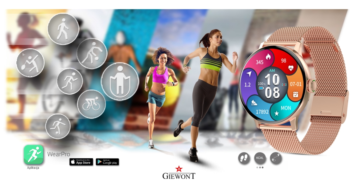 Smartwatch Damski GIEWONT Różowe Złoto GW330-1 - obrazek 18