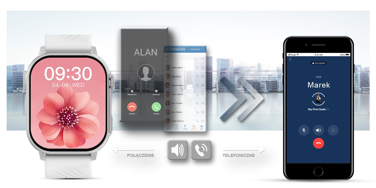 Smartwatch Gravity GT15-8 Szary Pasek Silikonowy + Srebrna Bransoleta - obrazek 12