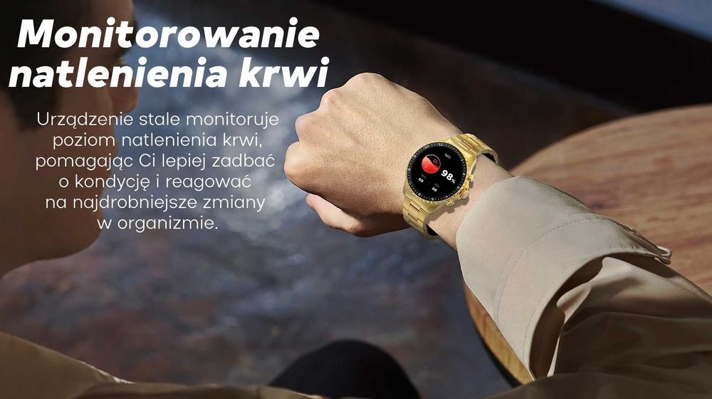 Smartwatch Męski GRAVITY GT16-1 Gold / Złota Bransoleta - obrazek 12
