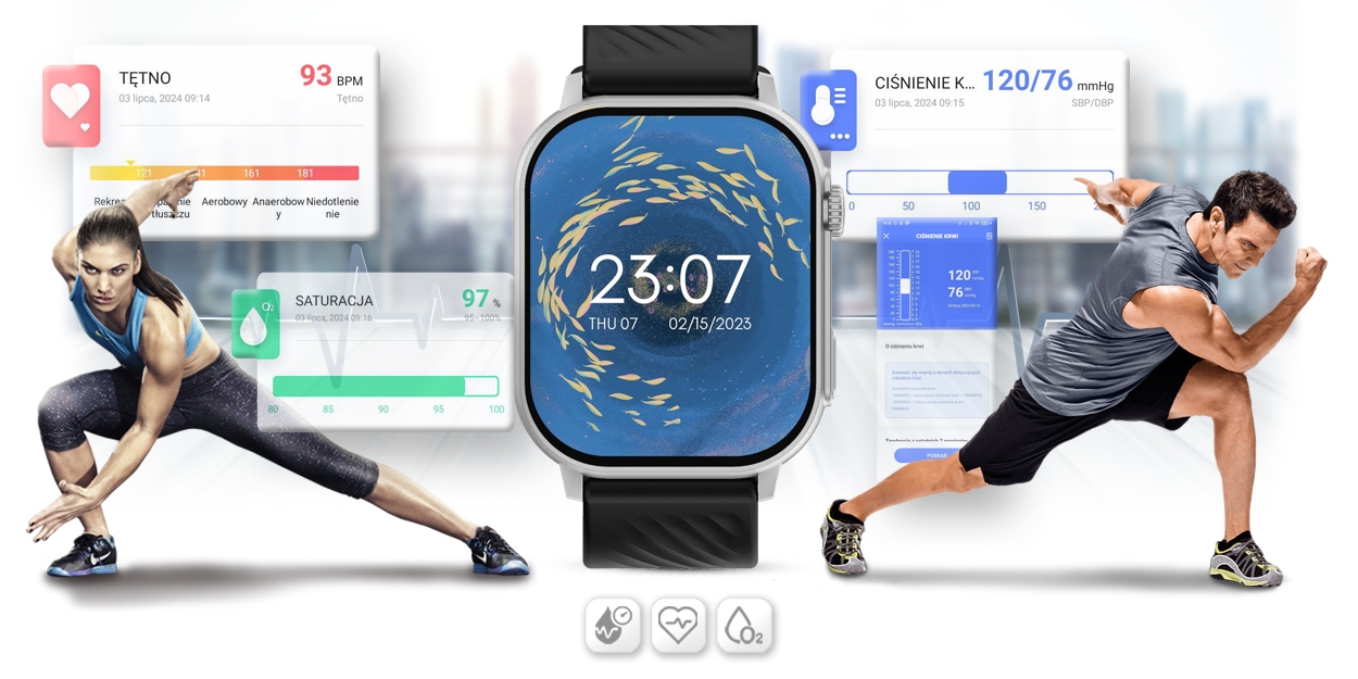 Smartwatch Gravity GT15-9 Czarny Pasek Silikonowy + Srebrna Bransoleta - Зображення 13