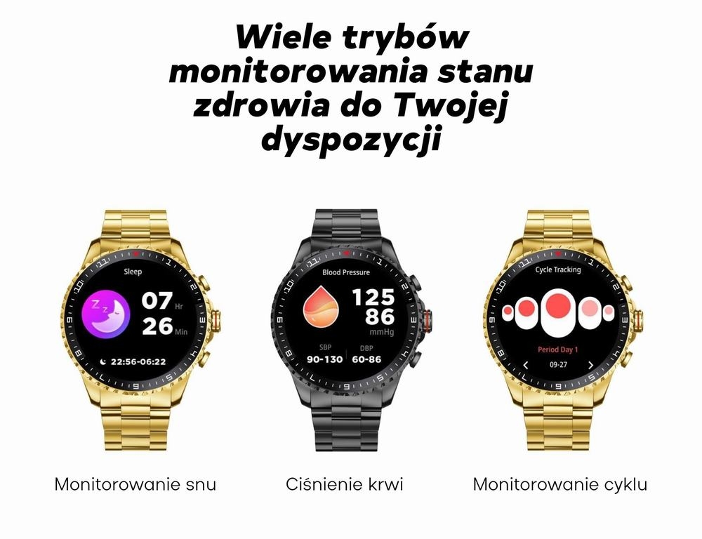 Smartwatch Męski GRAVITY GT16-1 Gold / Złota Bransoleta - obrazek 13
