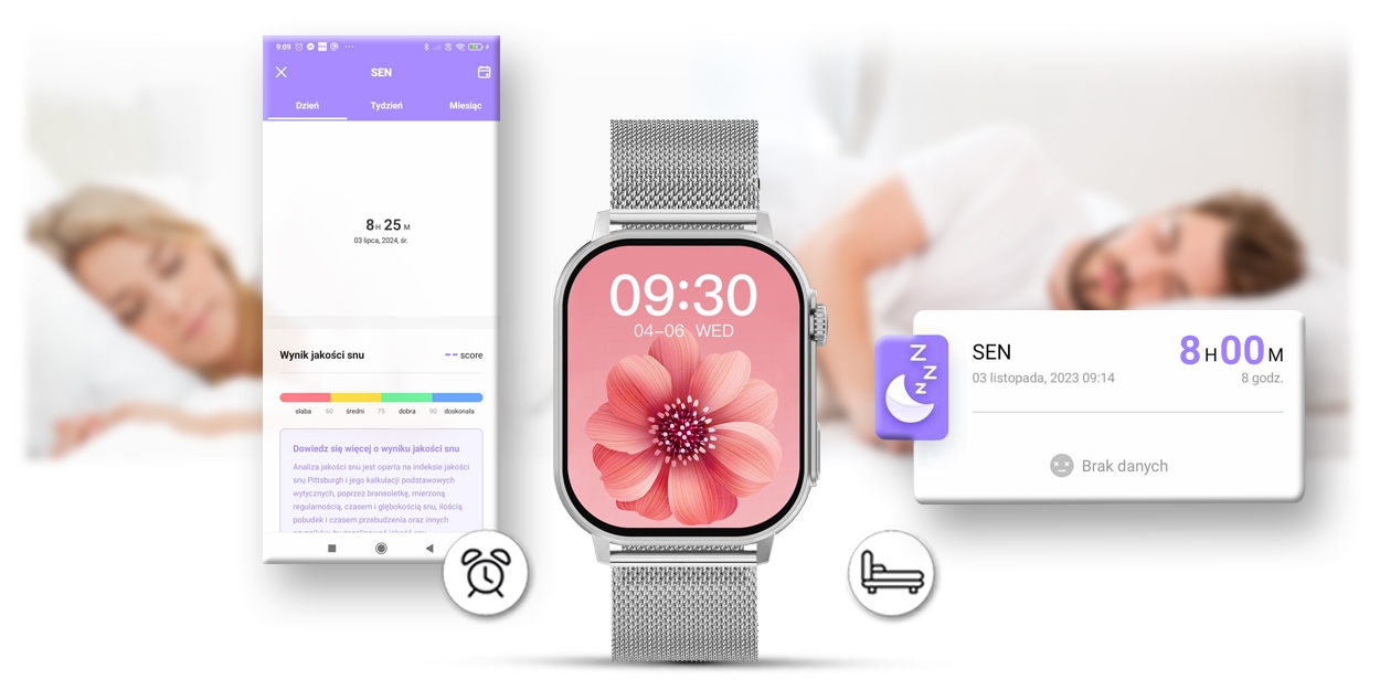 Smartwatch Gravity GT15-9 Czarny Pasek Silikonowy + Srebrna Bransoleta - Зображення 14