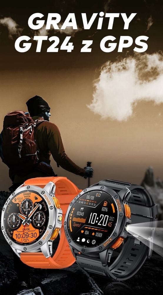 Smartwatch Męski GRAVITY GPS GT24-5 Czarny Pasek Silikonowy + Zielony Pasek Silikonowy - Зображення 29