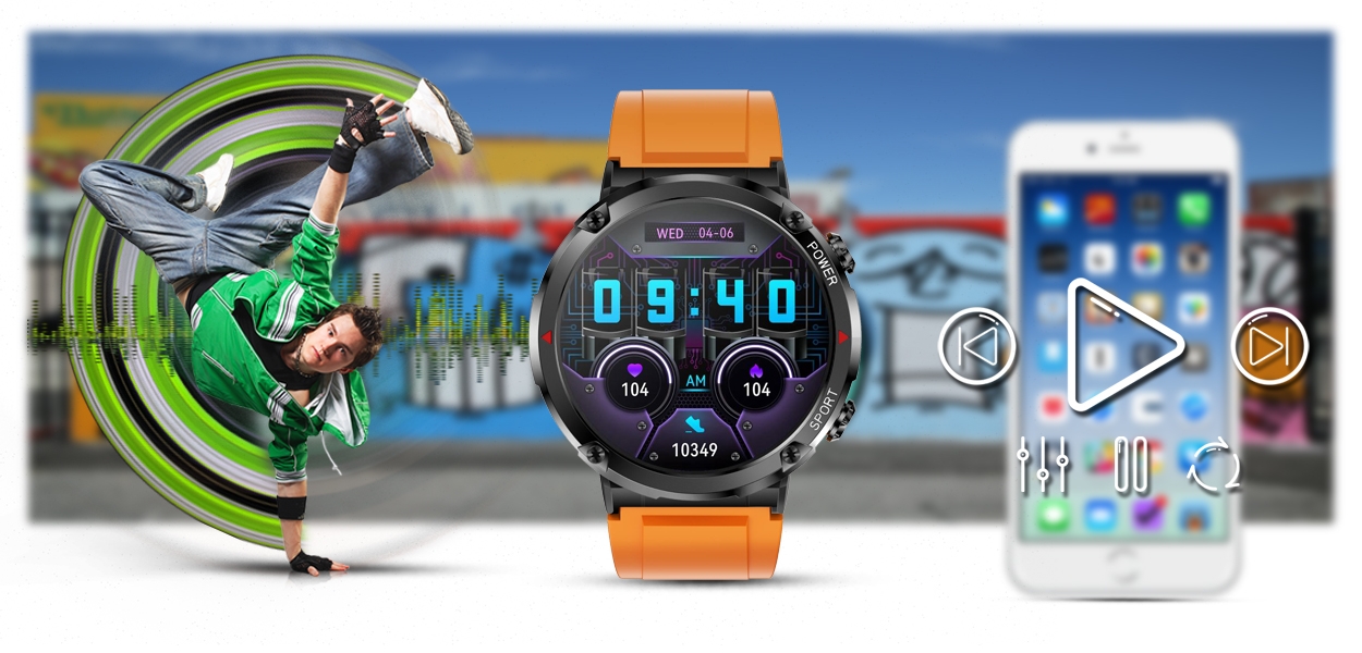Smartwatch Gravity GT21-2 + Pomarańczowy Pasek Silikonowy - obrazek 16