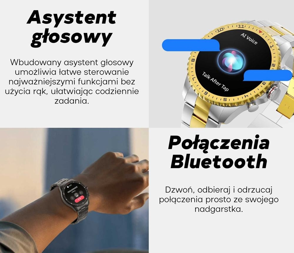 Smartwatch Męski GRAVITY GT16-1 Gold / Złota Bransoleta - obrazek 16