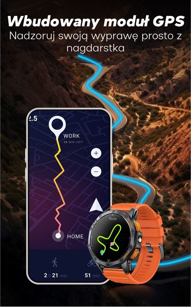 Smartwatch Męski GRAVITY GPS GT24-1 Czarny Pasek Silikonowy + Granatowy Pasek Silikonowy - obrazek 16