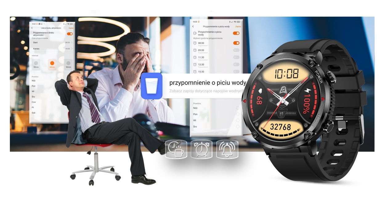 Smartwatch Gravity GT21-2 + Pomarańczowy Pasek Silikonowy - obrazek 18