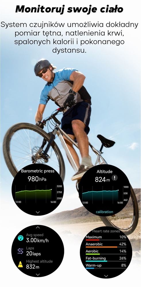 Smartwatch Męski GRAVITY GPS GT24-2 Czarny Pasek Silikonowy + Biały Pasek Silikonowy - Зображення 18