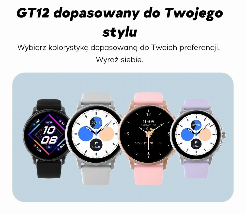 Smartwatch Damski GRAVITY GT12-1 Czarny Pasek Silikonowy + Czarna Bransoleta - Зображення 21