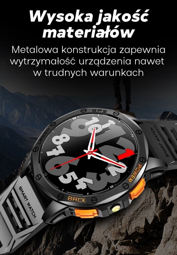 Smartwatch Męski GRAVITY GPS GT24-5 Czarny Pasek Silikonowy + Zielony Pasek Silikonowy - Зображення 20