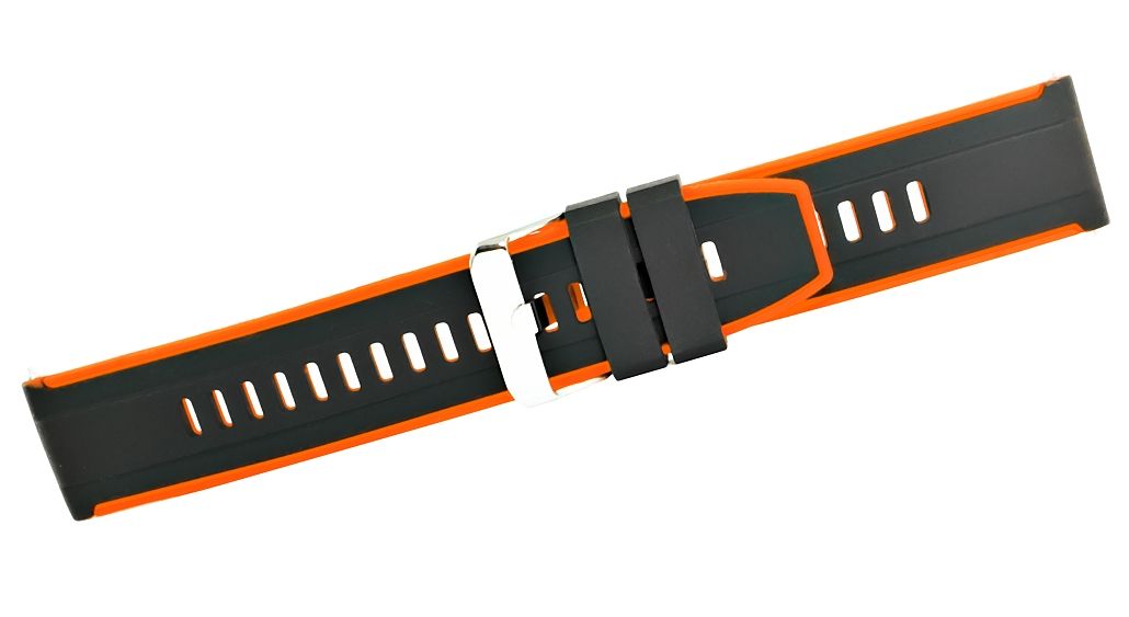 Pasek silikonowy CZARNO-POMARAŃCZOWY U22-20-4 - Зображення 3