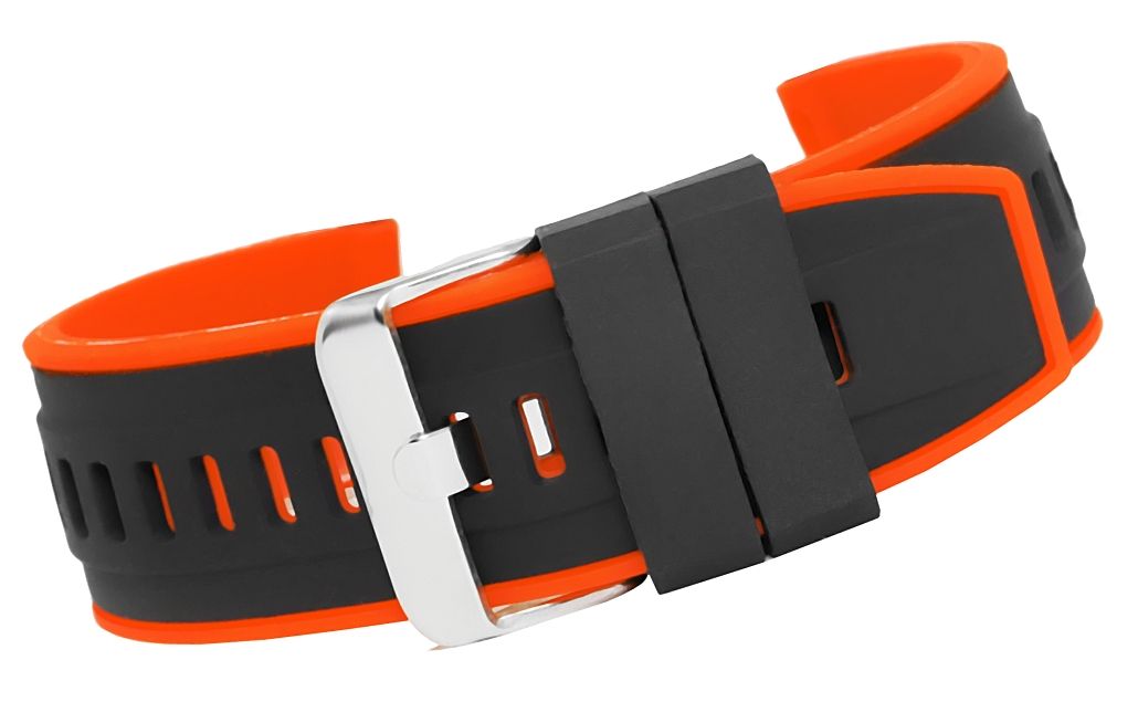Pasek silikonowy CZARNO-POMARAŃCZOWY U22-20-4 - Зображення 2