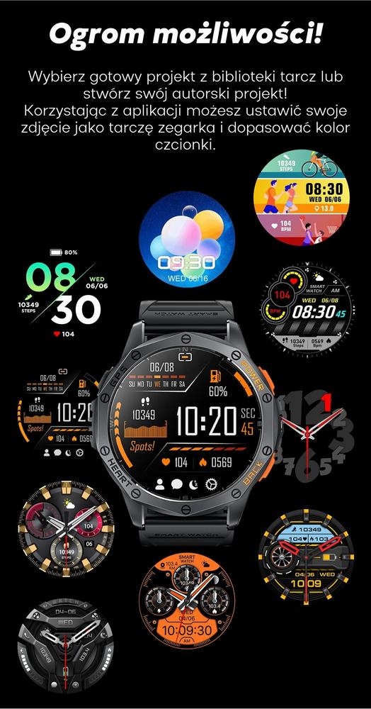 Smartwatch Męski GRAVITY GPS GT24-1 Czarny Pasek Silikonowy + Granatowy Pasek Silikonowy - obrazek 28