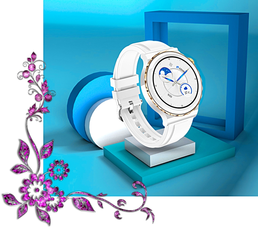 Smartwatch Damski Rubicon RNCE92 PRO White/2 x Pasek SMARUB171 - obrazek 2