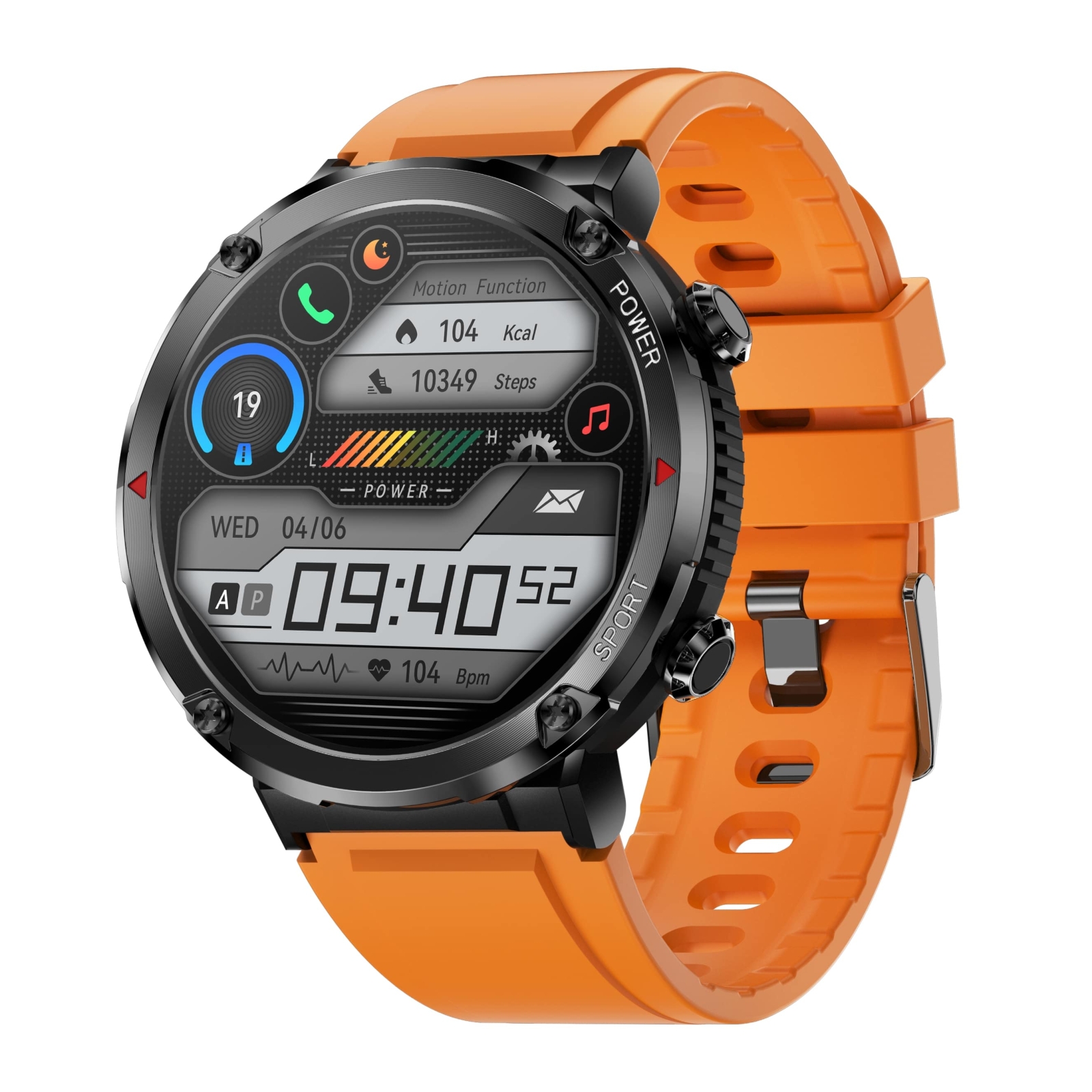 Smartwatch Gravity GT21-2 + Pomarańczowy Pasek Silikonowy - obrazek 2